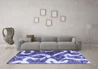 Machine Washable Oriental Blue Modern Rug, wshabs1008blu