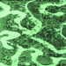 Square Machine Washable Oriental Emerald Green Modern Area Rugs, wshabs1008emgrn