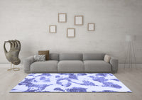 Machine Washable Oriental Blue Modern Rug, wshabs1009blu