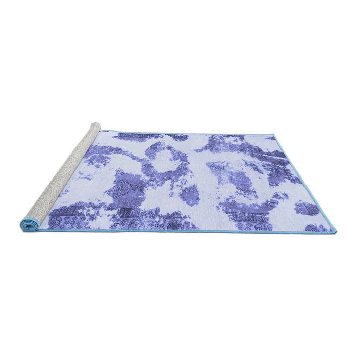 Sideview of Machine Washable Oriental Blue Modern Rug, wshabs1009blu