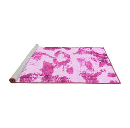 Sideview of Machine Washable Oriental Pink Modern Rug, wshabs1009pnk