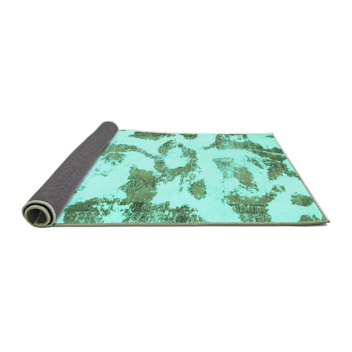 Sideview of Oriental Turquoise Modern Rug, abs1009turq