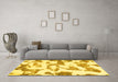 Machine Washable Oriental Yellow Modern Rug in a Living Room, wshabs1009yw