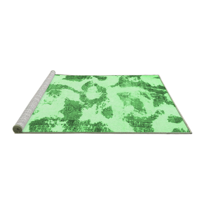 Sideview of Machine Washable Oriental Emerald Green Modern Area Rugs, wshabs1009emgrn
