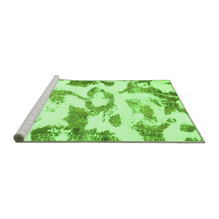 Sideview of Machine Washable Oriental Green Modern Area Rugs, wshabs1009grn