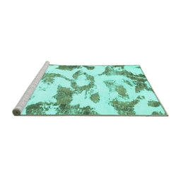 Sideview of Machine Washable Oriental Turquoise Modern Area Rugs, wshabs1009turq