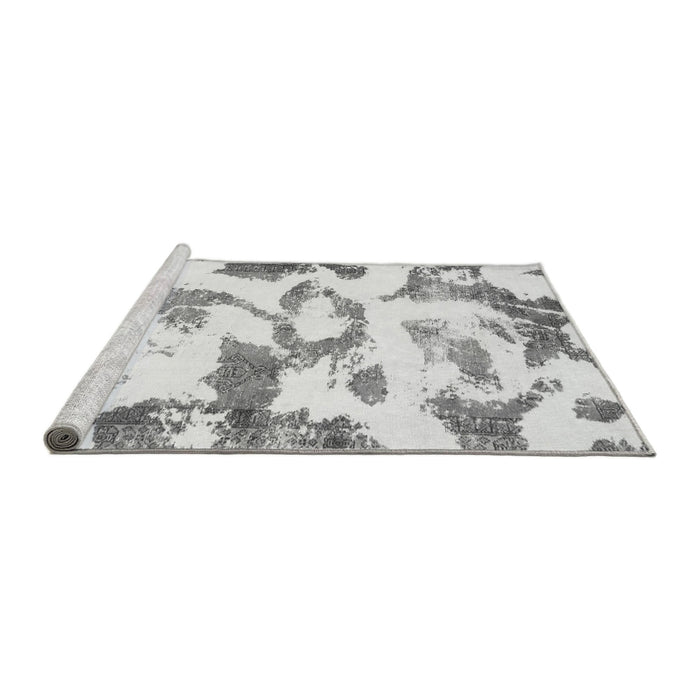 Sideview of Machine Washable Oriental Gray Modern Rug, wshabs1009gry