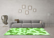 Machine Washable Oriental Green Modern Area Rugs in a Living Room,, wshabs1009grn