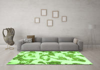 Machine Washable Oriental Green Modern Rug, wshabs1009grn