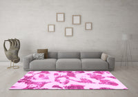 Machine Washable Oriental Pink Modern Rug, wshabs1009pnk