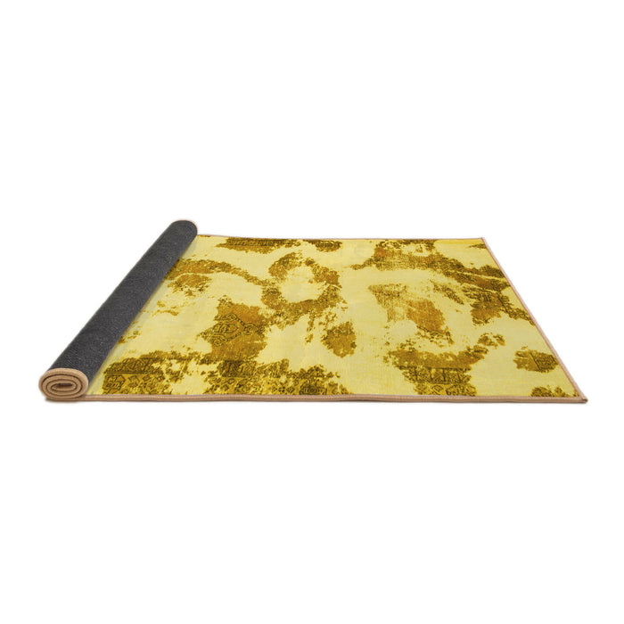 Sideview of Oriental Yellow Modern Rug, abs1009yw