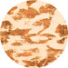 Round Machine Washable Oriental Orange Modern Area Rugs, wshabs1009org