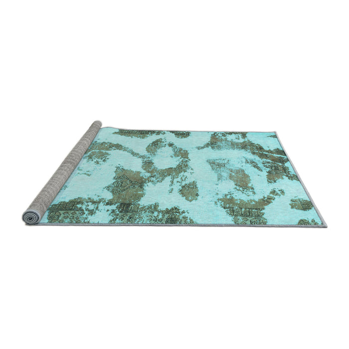 Sideview of Machine Washable Oriental Light Blue Modern Rug, wshabs1009lblu