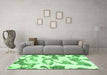 Machine Washable Oriental Emerald Green Modern Area Rugs in a Living Room,, wshabs1009emgrn