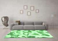 Machine Washable Oriental Emerald Green Modern Rug, wshabs1009emgrn