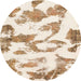 Round Machine Washable Abstract Bisque Beige Rug, wshabs1009