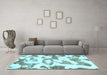 Machine Washable Oriental Light Blue Modern Rug in a Living Room, wshabs1009lblu