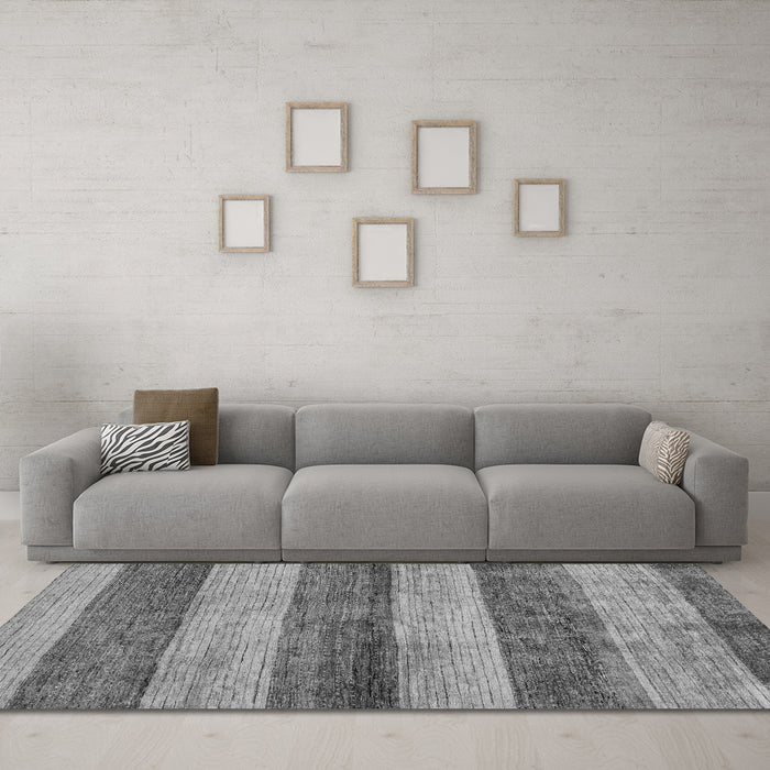 Machine Washable Abstract Gray Modern Rug in a Living Room,, wshabs100gry