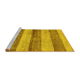 Sideview of Machine Washable Abstract Yellow Modern Rug, wshabs100yw
