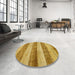 Round Machine Washable Abstract Sedona Brown Rug in a Office, wshabs100