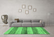 Machine Washable Abstract Emerald Green Modern Area Rugs in a Living Room,, wshabs100emgrn