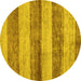 Round Abstract Yellow Modern Rug, abs100yw