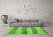 Machine Washable Abstract Green Modern Area Rugs in a Living Room,, wshabs100grn