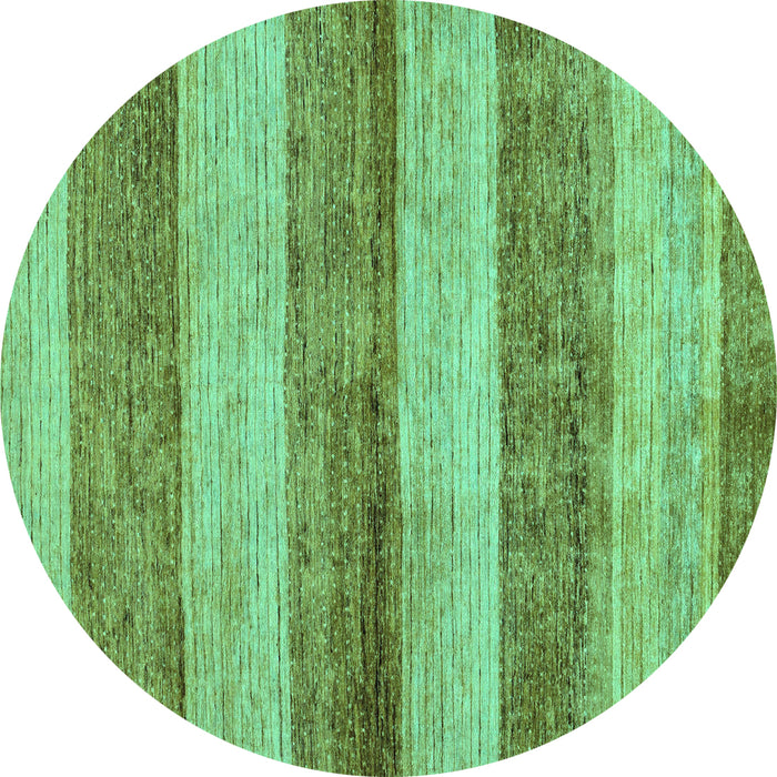 Round Machine Washable Abstract Turquoise Modern Area Rugs, wshabs100turq