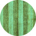 Round Machine Washable Abstract Turquoise Modern Area Rugs, wshabs100turq