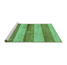 Sideview of Machine Washable Abstract Turquoise Modern Area Rugs, wshabs100turq