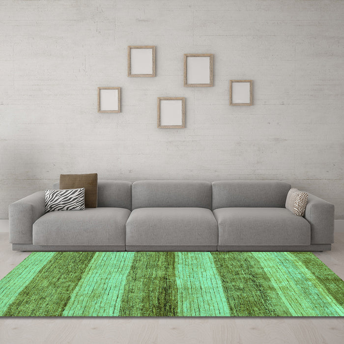 Machine Washable Abstract Turquoise Modern Area Rugs in a Living Room,, wshabs100turq