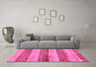 Machine Washable Abstract Pink Modern Rug in a Living Room, wshabs100pnk