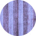 Round Machine Washable Abstract Blue Modern Rug, wshabs100blu