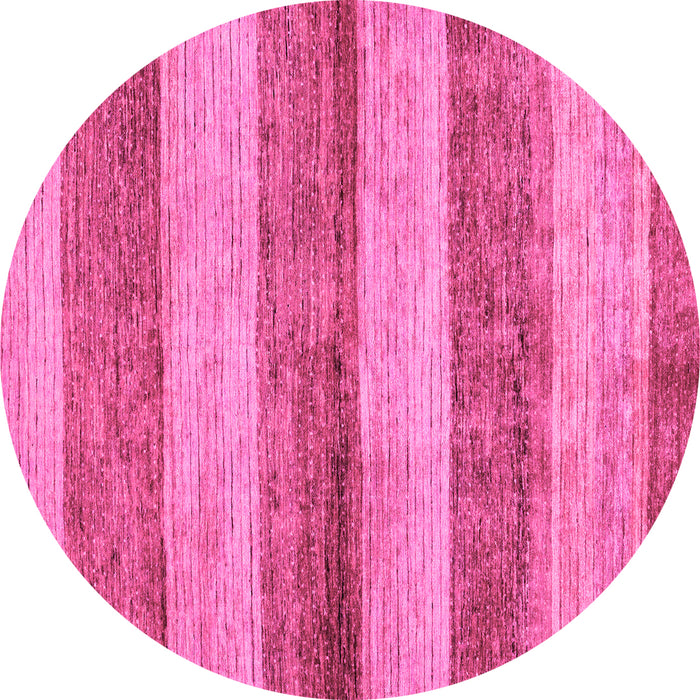 Round Machine Washable Abstract Pink Modern Rug, wshabs100pnk