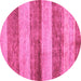 Round Machine Washable Abstract Pink Modern Rug, wshabs100pnk