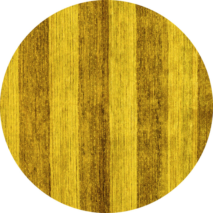 Round Machine Washable Abstract Yellow Modern Rug, wshabs100yw