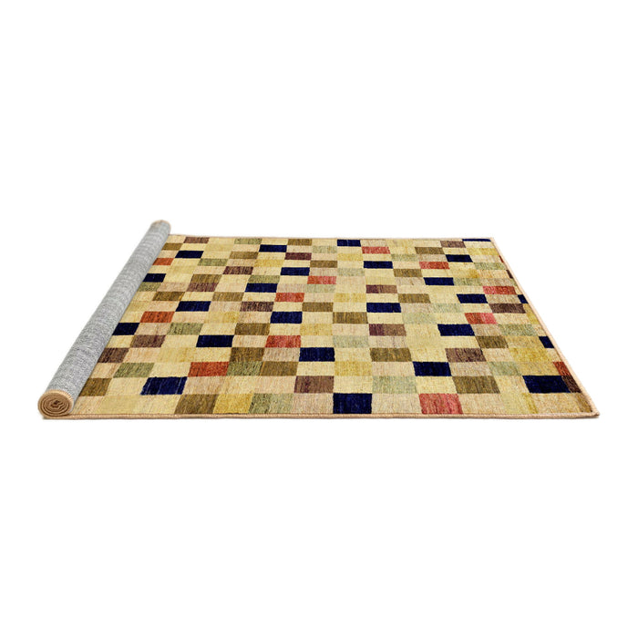 Sideview of Machine Washable Abstract Chrome Gold Yellow Rug, wshabs101