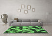 Machine Washable Oriental Green Modern Area Rugs in a Living Room,, wshabs1010grn