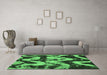 Machine Washable Oriental Emerald Green Modern Area Rugs in a Living Room,, wshabs1010emgrn