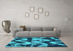 Machine Washable Oriental Turquoise Modern Area Rugs in a Living Room,, wshabs1010turq
