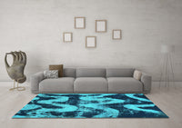 Machine Washable Oriental Turquoise Modern Rug, wshabs1010turq