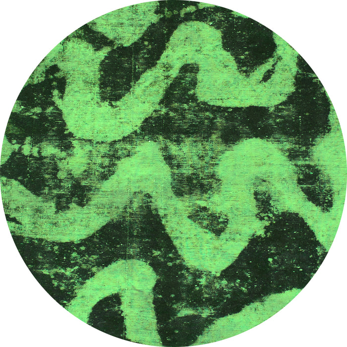 Round Oriental Green Modern Rug, abs1010grn