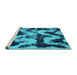 Sideview of Machine Washable Oriental Turquoise Modern Area Rugs, wshabs1010turq