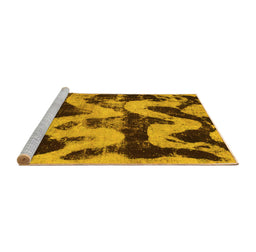 Sideview of Machine Washable Oriental Yellow Modern Rug, wshabs1010yw