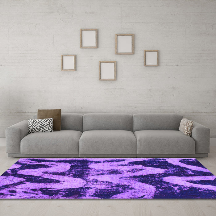 Machine Washable Oriental Purple Modern Area Rugs in a Living Room, wshabs1010pur