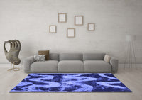 Machine Washable Oriental Blue Modern Rug, wshabs1010blu