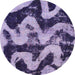 Round Machine Washable Abstract Bright Lilac Purple Rug, wshabs1010