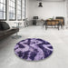 Round Machine Washable Abstract Bright Lilac Purple Rug in a Office, wshabs1010