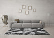 Machine Washable Oriental Gray Modern Rug in a Living Room,, wshabs1010gry