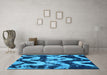 Machine Washable Oriental Light Blue Modern Rug in a Living Room, wshabs1010lblu